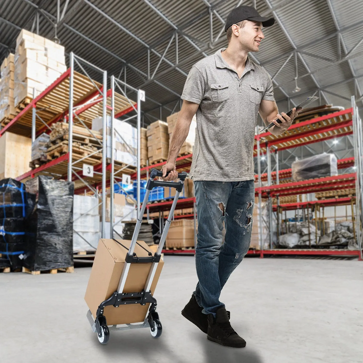 Folding Luggage Cart With Elastic Rope