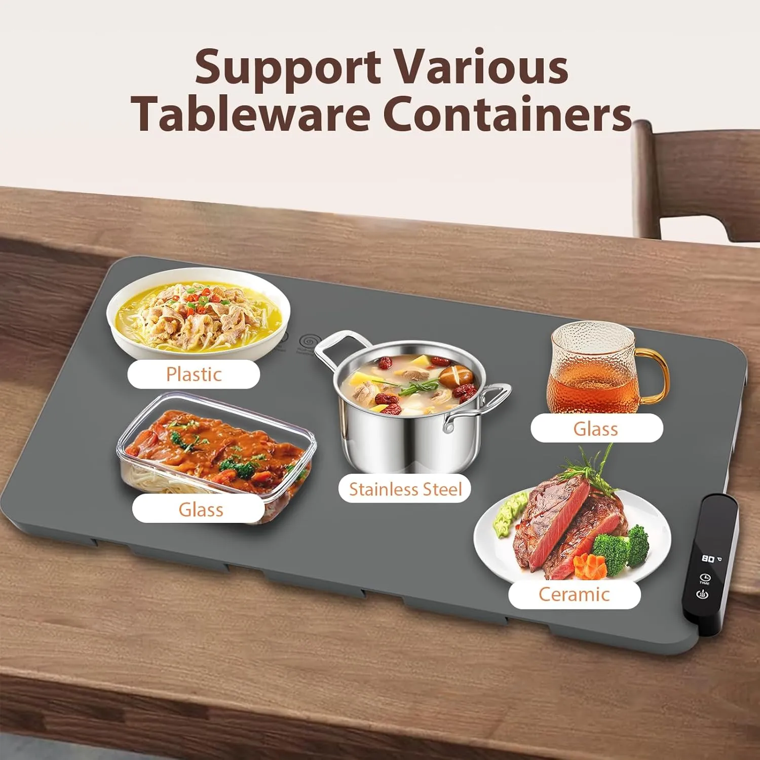 Food Warming Mat, Portable Electric Warming Tray Rollable 5 Modes Temperature 6 Timer Setting Food Warmer Roll Up Buffet Hot Plates Heat Pad for Buffets Party and Home Daily Use