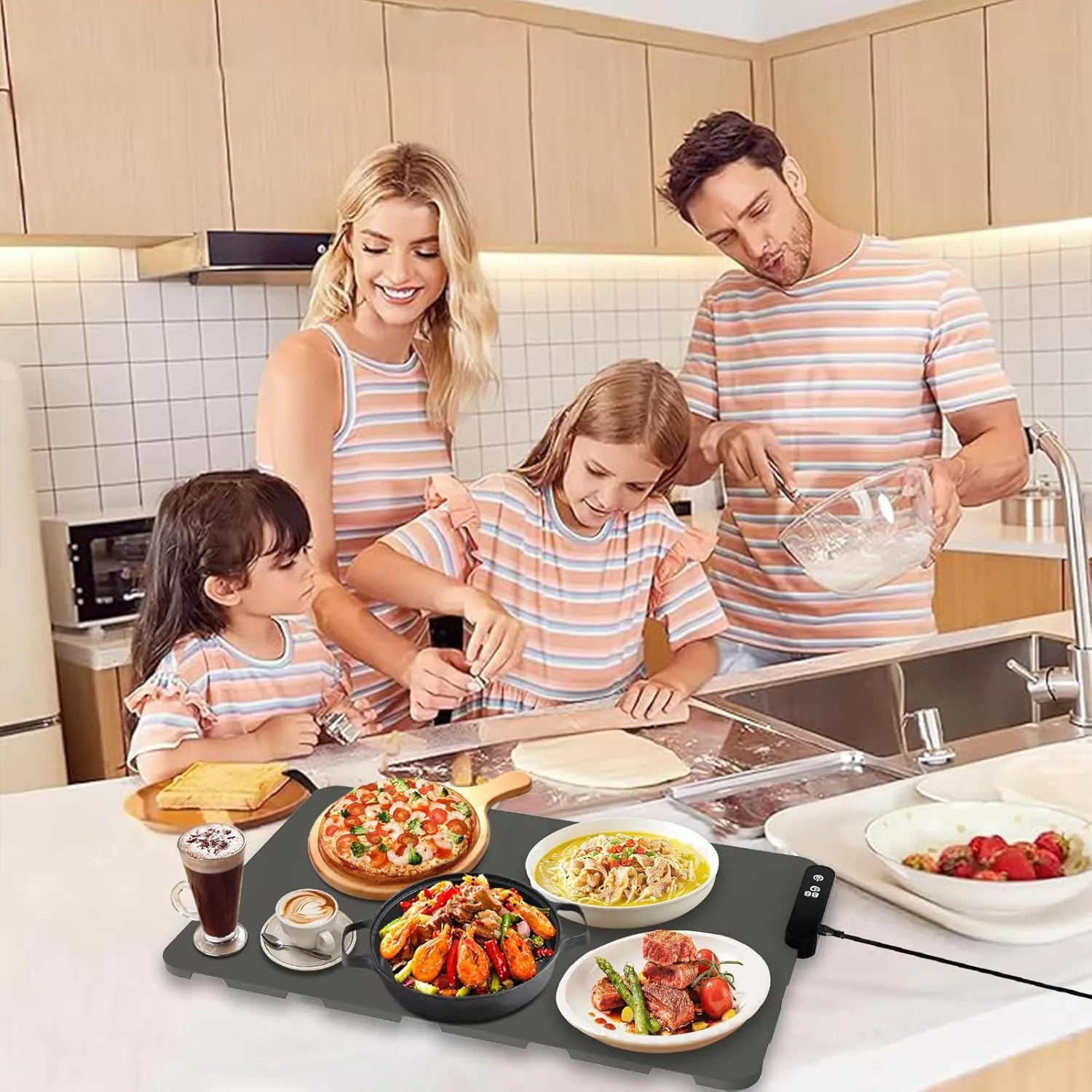Food Warming Mat, Portable Electric Warming Tray Rollable 5 Modes Temperature 6 Timer Setting Food Warmer Roll Up Buffet Hot Plates Heat Pad for Buffets Party and Home Daily Use