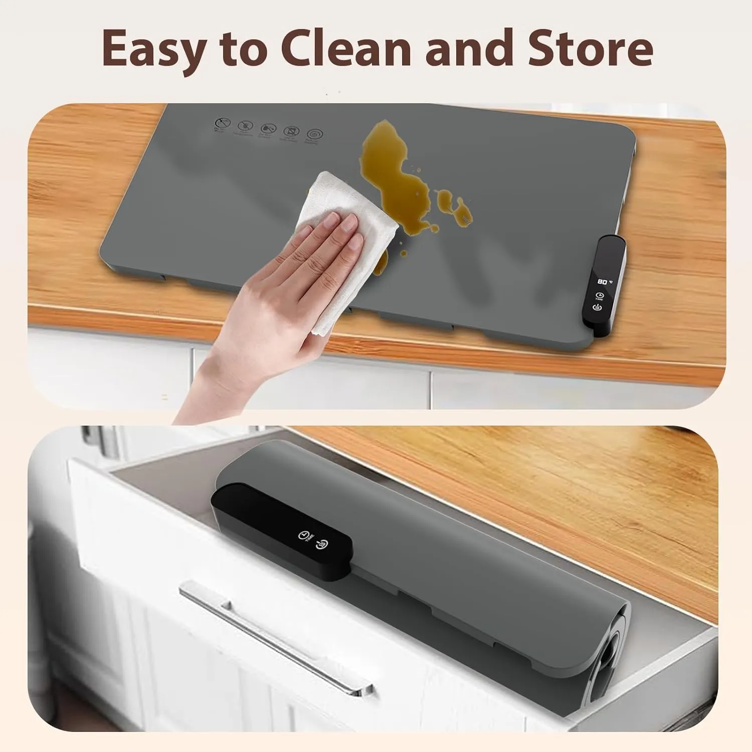 Food Warming Mat, Portable Electric Warming Tray Rollable 5 Modes Temperature 6 Timer Setting Food Warmer Roll Up Buffet Hot Plates Heat Pad for Buffets Party and Home Daily Use