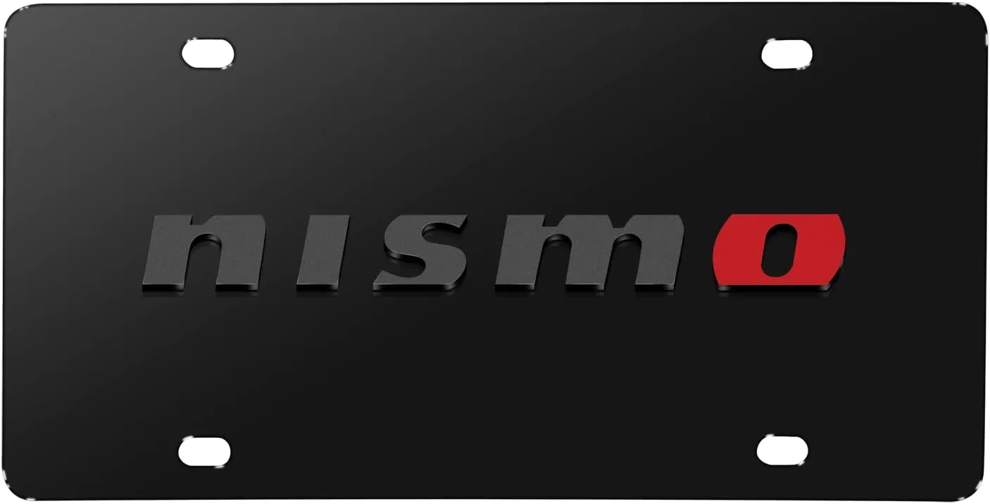 for Nissan NISMO 3D Dark Gray Logo on Black Stainless Steel License Plate