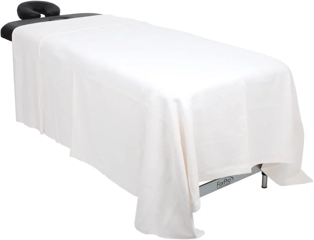 ForPro Professional Collection Premium Checker Weave Thermal Massage Blanket, 100% Cotton, for Massage Tables, Beds, Sofas, 66" x 90", White