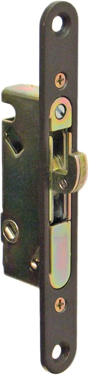 FPL #3-45-S Sliding Glass Door Replacement Mortise Lock with Adapter Plate, 5-3/8” Screw Holes, 45 Degree Keyway- Oil Rubbed Bronze Finish