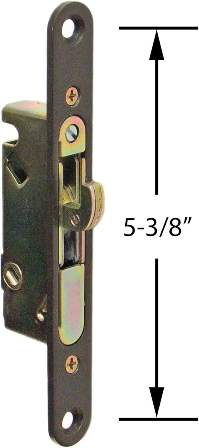 FPL #3-45-S Sliding Glass Door Replacement Mortise Lock with Adapter Plate, 5-3/8” Screw Holes, 45 Degree Keyway- Oil Rubbed Bronze Finish