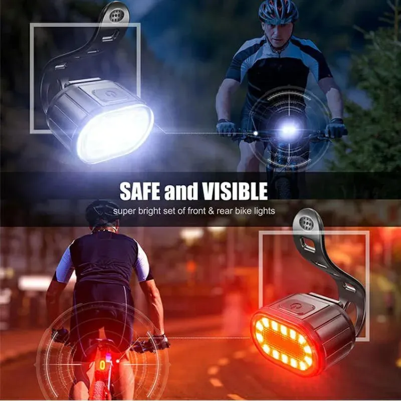 Front and Rear LED Bicycle Lights - Versatile Cycling Flashlight and Taillight Lantern for Enhanced Safety