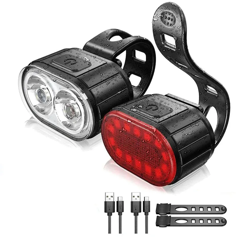 Front and Rear LED Bicycle Lights - Versatile Cycling Flashlight and Taillight Lantern for Enhanced Safety