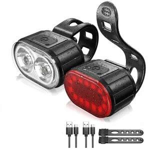 Front and Rear LED Bicycle Lights - Versatile Cycling Flashlight and Taillight Lantern for Enhanced Safety