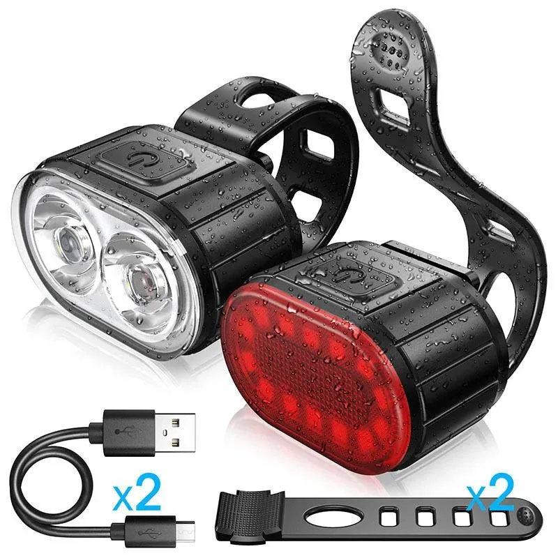 Front and Rear LED Bicycle Lights - Versatile Cycling Flashlight and Taillight Lantern for Enhanced Safety