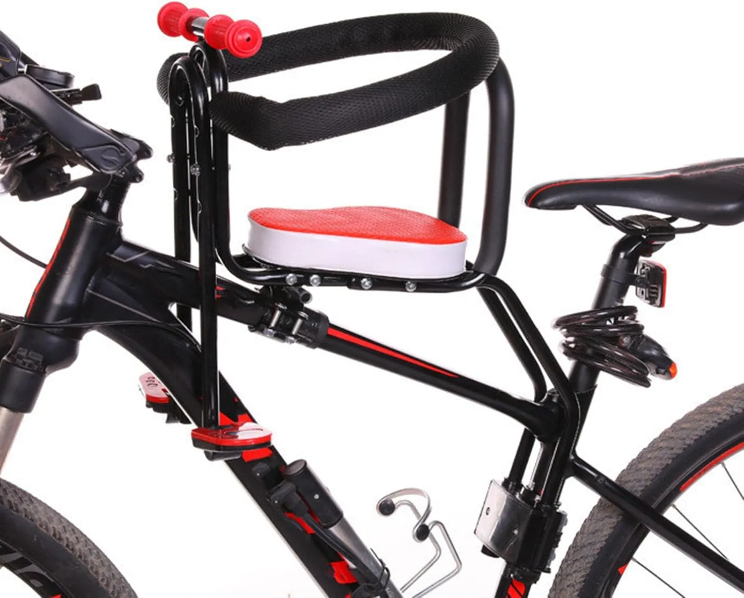 Front Mounted Bike Child Front Toddler Bike Seat Adjust Pedal Height Sturdy Iron Mountain Bike Safety Seat for Kids