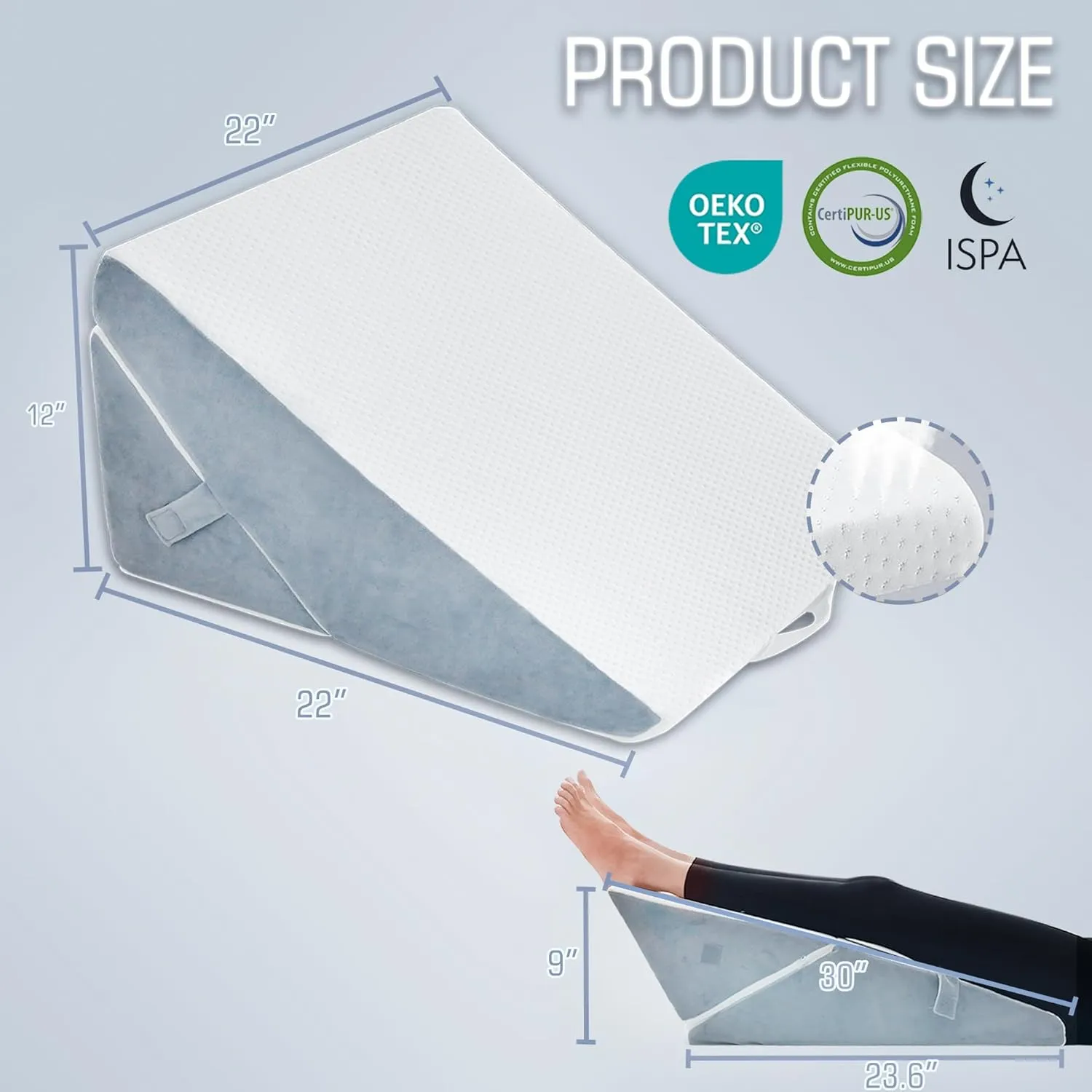 FSCGIFE Bed Wedge Pillow for Sleeping, 9&12 Inch Adjustable Bed Wedge Pillow for After Surgery, 7-in-1 Memory Foam Triangle Wedge Pillow, Relieve Acid Reflux, Gerd, Snoring