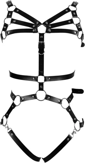 Full Cage Leather Body Harness Lingerie Punk Womens Hollow Out Harajuku Garter Belt Set Gothic Adjustable Size Halloween Rave