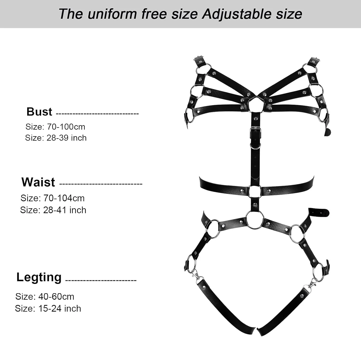 Full Cage Leather Body Harness Lingerie Punk Womens Hollow Out Harajuku Garter Belt Set Gothic Adjustable Size Halloween Rave