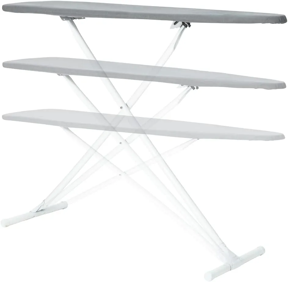 Full Size Ironing Board with Cover & Pad – Made in USA by Seymour Home Products Adjustable Steel T-Legs, 35" High Perforated Top for Steam Durable Iron Board for Home, Laundry Room (Grey)