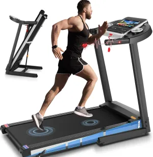 FUNMILY Foldable Treadmills for Home with Incline, Heavy Duty Treadmill with TV Screen and WiFi, 3.25HP Smart Electric Walking Pad Running Machine with 10” Touchscreen and 3D Virtual Sports Scenes