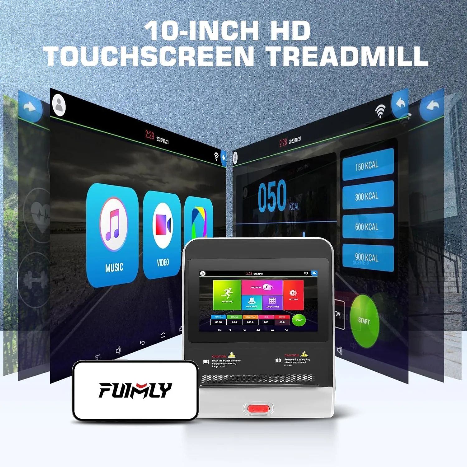 FUNMILY Foldable Treadmills for Home with Incline, Heavy Duty Treadmill with TV Screen and WiFi, 3.25HP Smart Electric Walking Pad Running Machine with 10” Touchscreen and 3D Virtual Sports Scenes