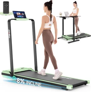 FUNMILY Walking Pad Treadmill with Incline, Foldable Treadmill for Home Office, Portable Walking Pad Treadmill, 300 Lb Capacity, Remote Control, Led Touch Screen, 2s Folding Treadmill