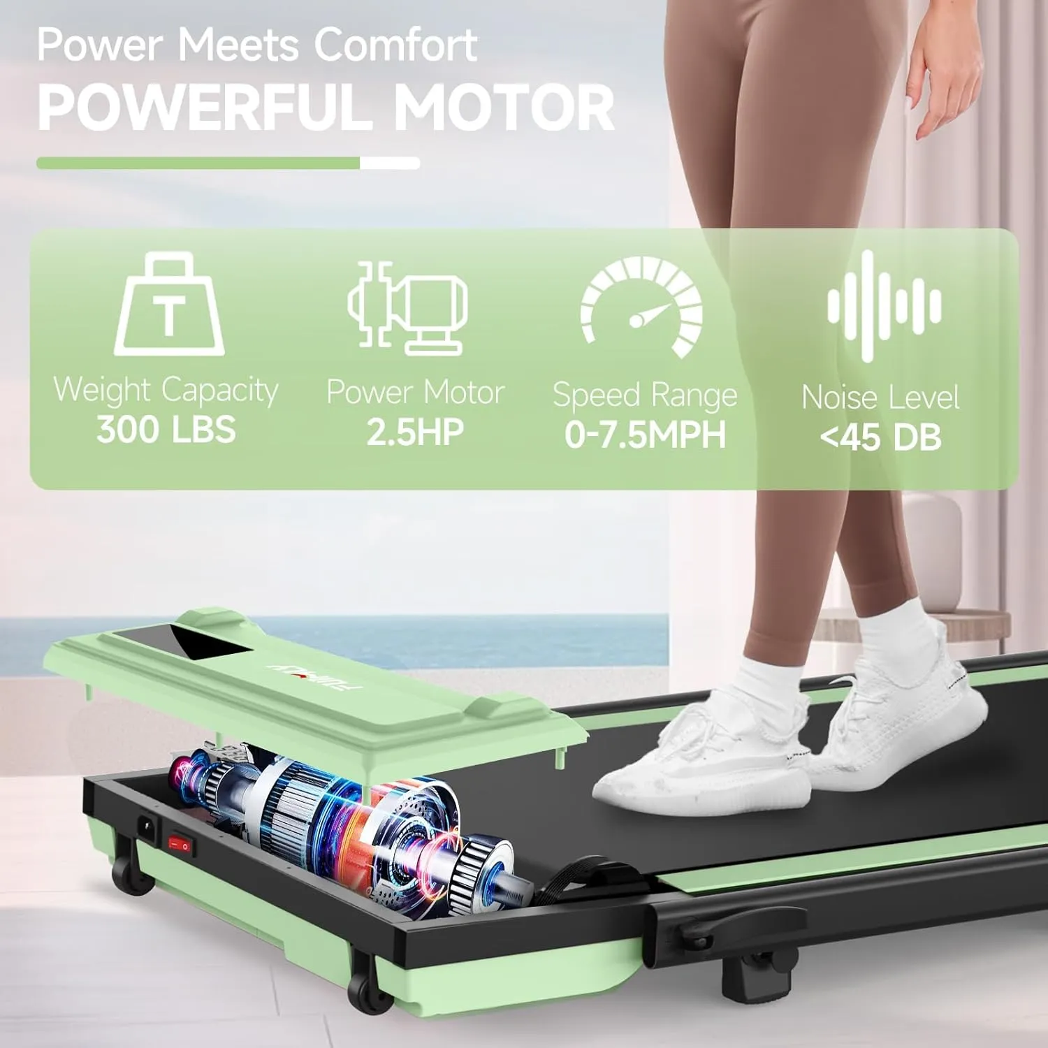 FUNMILY Walking Pad Treadmill with Incline, Foldable Treadmill for Home Office, Portable Walking Pad Treadmill, 300 Lb Capacity, Remote Control, Led Touch Screen, 2s Folding Treadmill