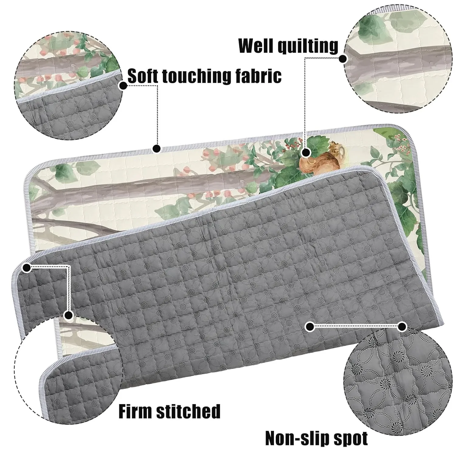 Funtery 43 x 43 Inch Boho Baby Play Mat Portable Crawling Washable Foldable Tummy Time Non Slip Baby Floor Large Playpen Mat for Infants Toddlers Floor Playpen Activity(Jungle Animal)