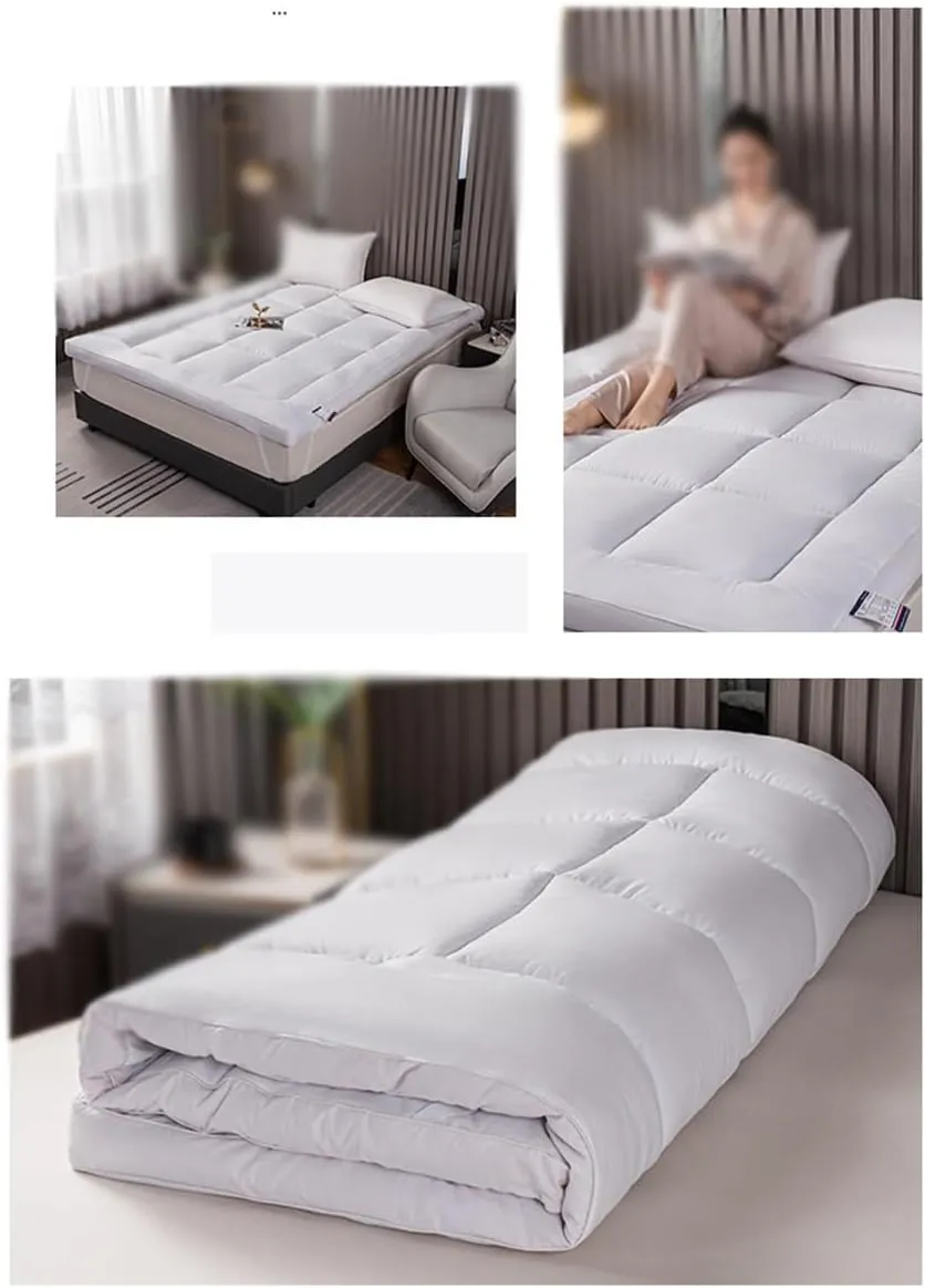 Futon Mattress Traditional Japanese Floor Mat Foldable Roll Up Sleeping Pad Camping Mattresses Easy to Store(White,180 * 200cm)