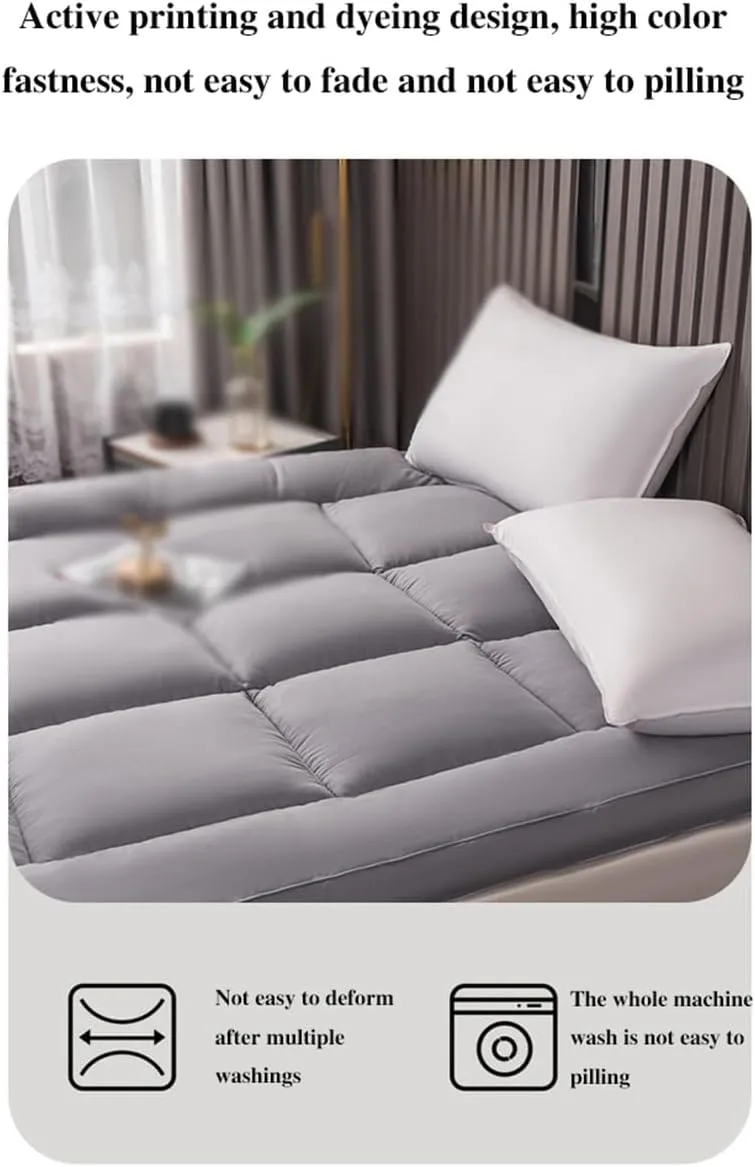 Futon Mattress Traditional Japanese Floor Mat Foldable Roll Up Sleeping Pad Camping Mattresses Easy to Store(White,180 * 200cm)