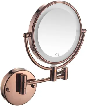 GALSOR Cosmetic Mirror LED Makeup Mirror Touch Switch Rotating Telescopic Folding Double Side Wall Hanging for Hotel Bathroom,5