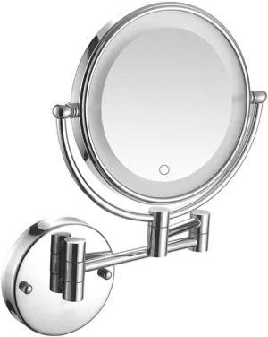 GALSOR Cosmetic Mirror LED Makeup Mirror Touch Switch Rotating Telescopic Folding Double Side Wall Hanging for Hotel Bathroom,5