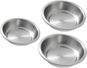 Garneck Camping Dish Set 3-pc Round Stainless Steel Plate Grid Plate Small Metal Dish for Snack Picnic