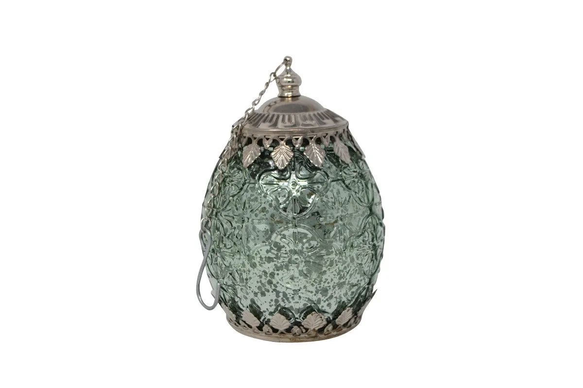 Glass Led Lantern - Green