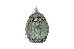 Glass Led Lantern - Green