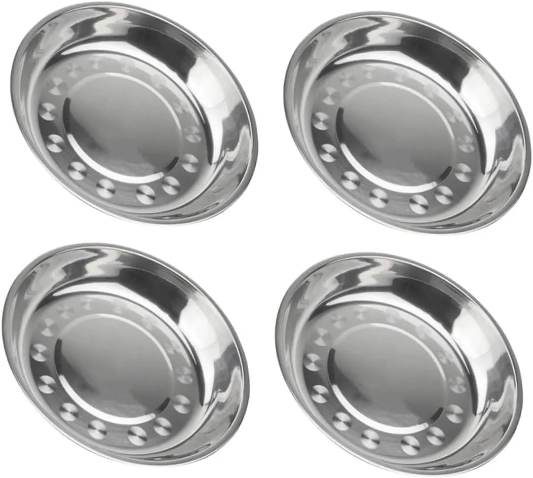 GLEAVI 7pcs Stainless Steel Camping Food Plate Multi Purpose Snack Dish for Picnics Parties and Daily Use Plates with Excellent Craftsmanship