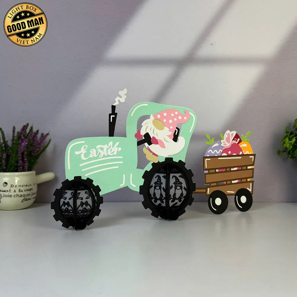 Gnome Truck Easter - Easter Truck 3D Lantern File - Cricut File - LightBoxGoodMan