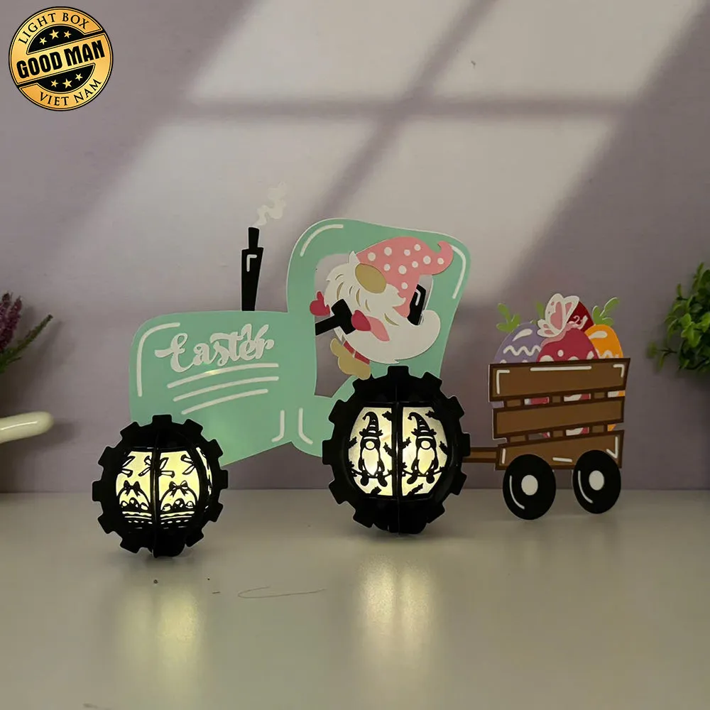 Gnome Truck Easter - Easter Truck 3D Lantern File - Cricut File - LightBoxGoodMan