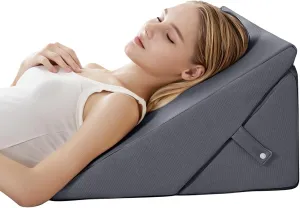GOHOME Wedge Pillow for Headboard, 12 Inch Adjustable Memory Foam Bed Wedge Pillow for Sleeping - Acid Reflux, After Surgery, Snoring, Neck Pain and Back Pain, Grey