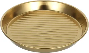 Golden Stainless Steel Round Plate Elegant Serving Platter for Bbq Seafood and Snacks User-friendly Design for Home Gatherings and Outdoor Picnics