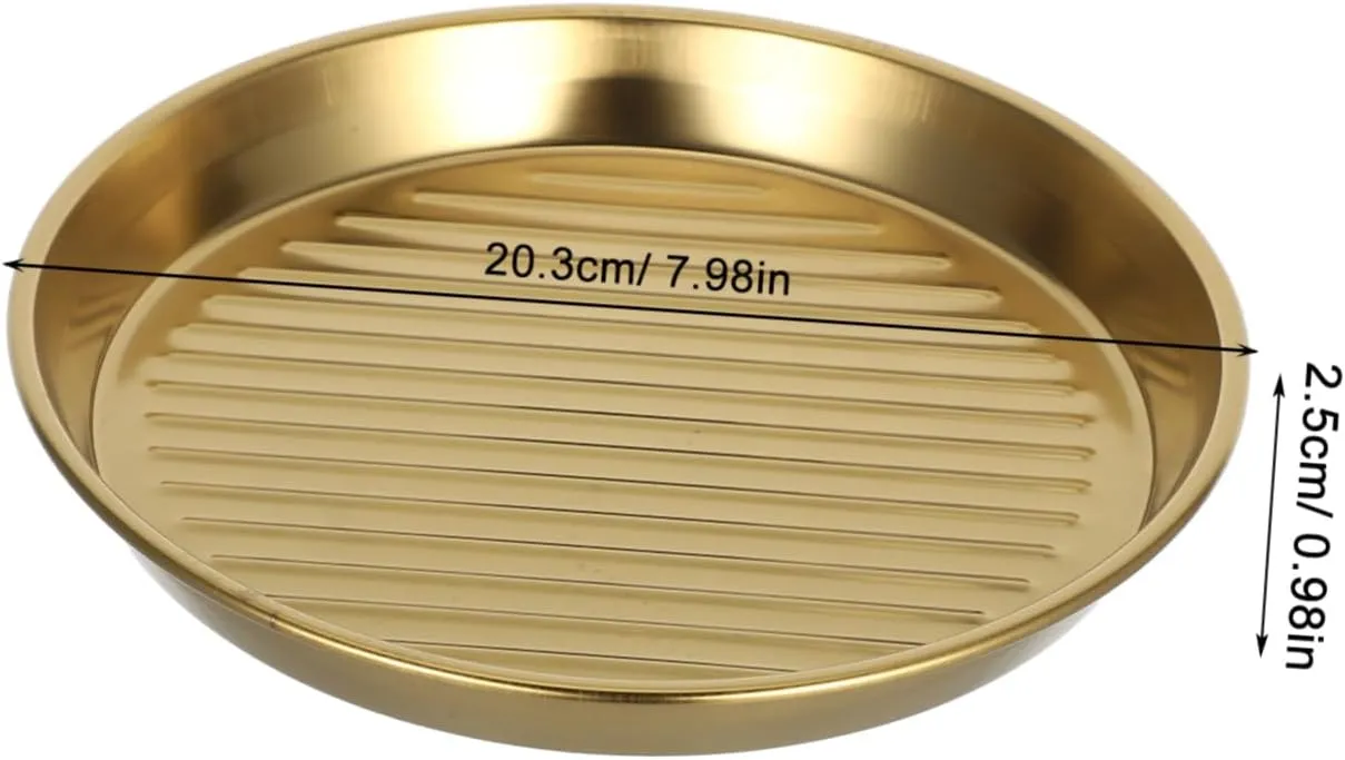Golden Stainless Steel Round Plate Elegant Serving Platter for Bbq Seafood and Snacks User-friendly Design for Home Gatherings and Outdoor Picnics