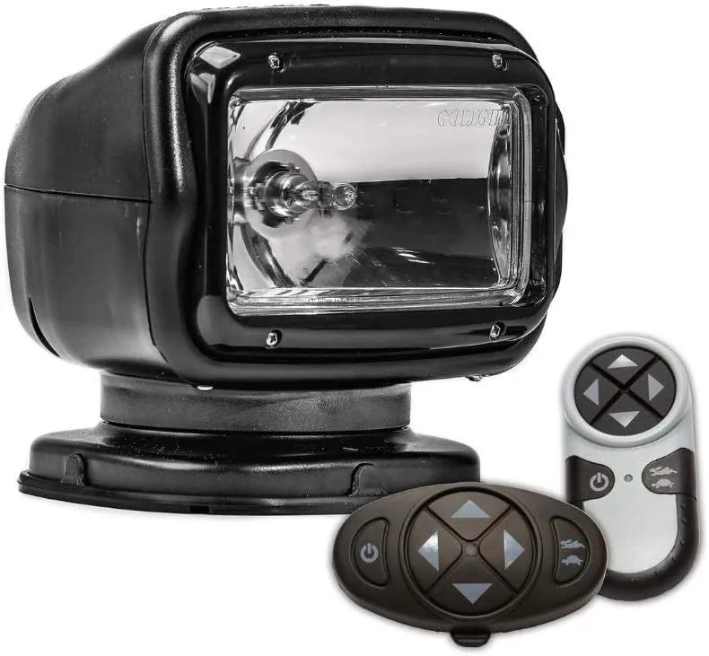 Golight | GT Series Model 2057GT Halogen Spotlight, Permanent Mount, Dual Wireless Remotes, Black