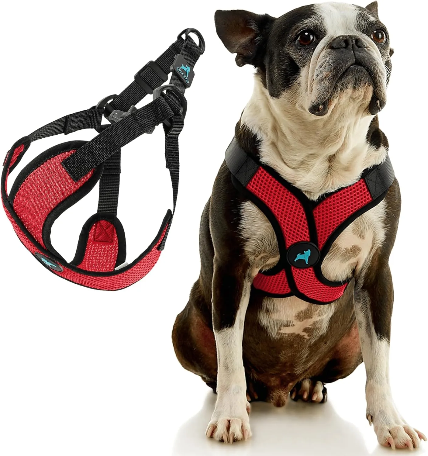 Gooby Comfort X Step in Lite Dog Harness - Choke Free, Escape Free with Light Breathable Mesh - Step in Dog Harness for Small and Medium Dogs - Quick Release Buckle, Metal D-Rings - Red, Large