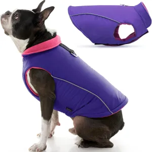 Gooby - Sports Vest, Fleece Lined Small Dog Cold Weather Jacket Coat Sweater with Reflective Lining, Purple, Small