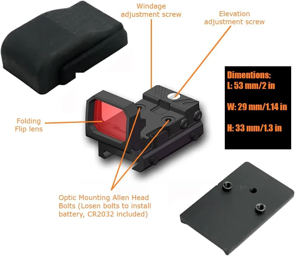 GOTICAL – Combo of 2 - RMR Cover Plate for Glock 17 19 26 Cut Slides with Front and Rear Sight RMT S2