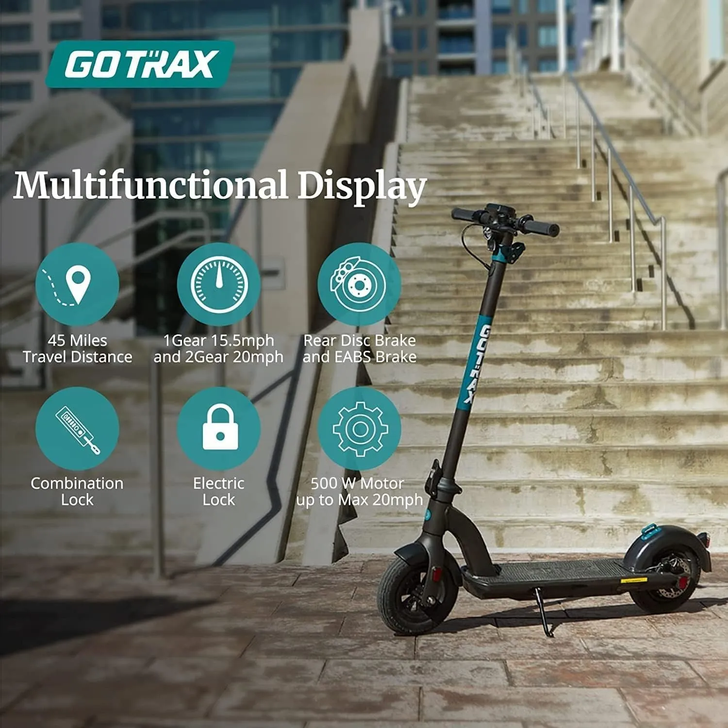 Gotrax G4 Series Electric Scooter for Adults, 500-650W Motor 10"/11" Shock Absorbing Tires, Max 25-45 Miles Long Range 20-38MPH Top Speed, with Electric Code Lock Foldable Commuting Electric Scooter