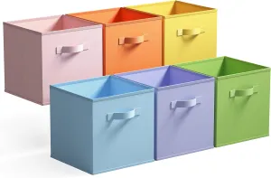 GRANNY SAYS Fabric Storage Bins, 11 Inch Colored Storage Cube Organizer, Toy Storage Organizer for Shelf, Collapsible Storage Baskets for Clothes, Kids Room, Shelves, Colour, 6-Pack