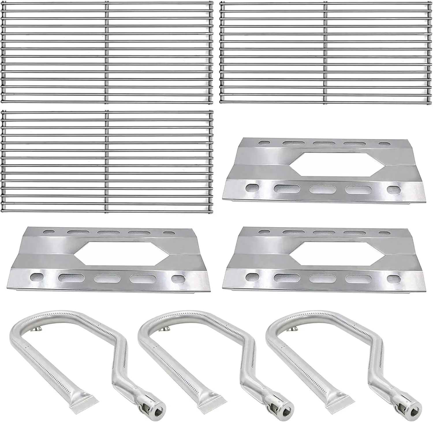 Grill Parts for Nexgrill Replacement Parts,19 1/4" Grill Grate for Brinkmann,17 5/16" Heat Plate and 16 1/2" Burner for Costco Kirkland 720-0108, Nexgrill 720-0011.3 Packs Set