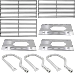 Grill Parts for Nexgrill Replacement Parts,19 1/4" Grill Grate for Brinkmann,17 5/16" Heat Plate and 16 1/2" Burner for Costco Kirkland 720-0108, Nexgrill 720-0011.3 Packs Set