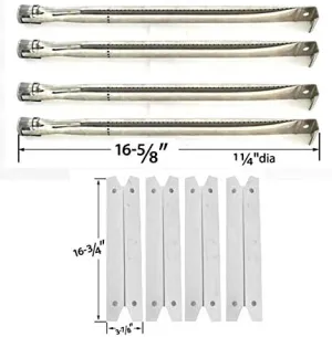 Grill Parts Zone Charmglow 810-6320-B, 810-6320-V, 810-7310-F, 810-7310-S, 810-7420-F Replacement Kit Includes 4 Stainless Heat Plates and 4 Stainless Burners
