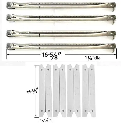 Grill Parts Zone Charmglow 810-6320-B, 810-6320-V, 810-7310-F, 810-7310-S, 810-7420-F Replacement Kit Includes 4 Stainless Heat Plates and 4 Stainless Burners