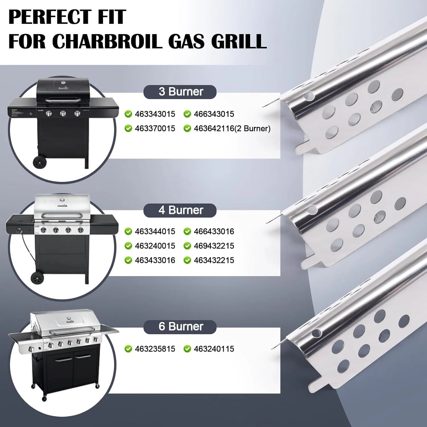 Grill Replacement Parts for Charbroil Advantage 4 Burner 463344015, 463432215, 463240015, 463433016 and Char-broil Advantage 3 Burner Grill Parts 463343015, 463335115, 463435115, 463436815, 463370015.
