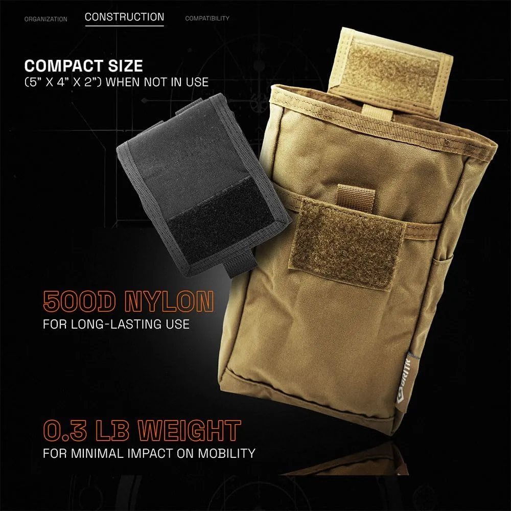 GRITR Molle Dump Pouch, Tactical Duty Utility Belt Pouch, Roll Up Foldable Dump Bag for Shooting, Hunting, Camping
