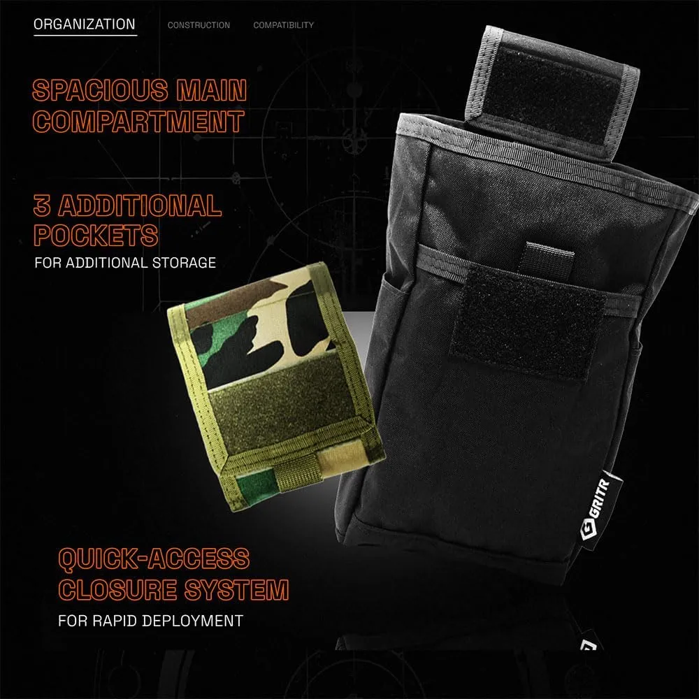 GRITR Molle Dump Pouch, Tactical Duty Utility Belt Pouch, Roll Up Foldable Dump Bag for Shooting, Hunting, Camping