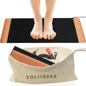 Grounding Mat for Feet - Foldable Earthing Grounding Mat for Bed with Tester Pen & Cord - Lightweight PMF Pad for Sleep, Meditation, Office, Yoga & Stress Relief - Canvas Bag, Desert Dusk
