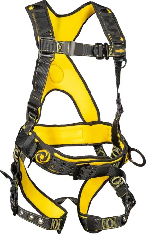 Guardian 21029 Cyclone Construction Harness with Waist Pad | Side D-Rings | OSHA & ANSI Compliant | Black/Yellow | Small